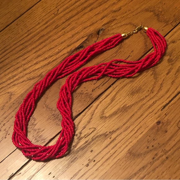 💰VTG Trifari Multi-Strand Red Beaded Necklace - Picture 7 of 10
